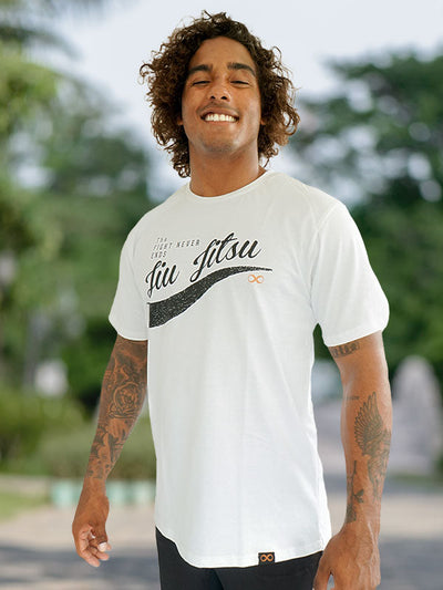 Remera The Fight Never Ends Jiu-Jitsu Unisex Blanca